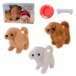 Мягкая игрушка интеракт. собачка RA004-1/2/3 (48шт/2) 3 цвета, в наборе косточка, лоток, в коробке 1 Мір83440