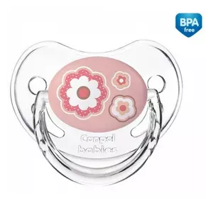 CANPOL Пустушка силіконова анатомічна 0-6 м-ців Newborn baby (1 шт) рожеві квіти 22/565_pin